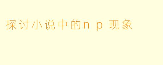 探讨小说中的np现象