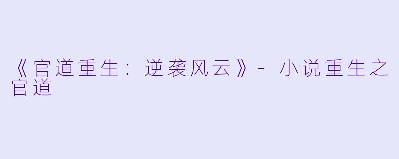 《官道重生：逆袭风云》