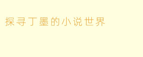 探寻丁墨的小说世界