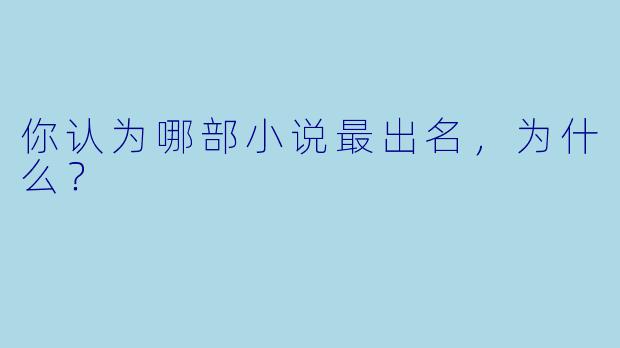 你认为哪部小说最出名，为什么？