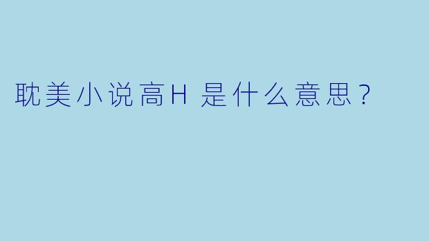 耽美小说高H是什么意思？
