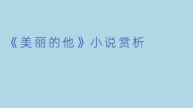 《美丽的他》小说赏析