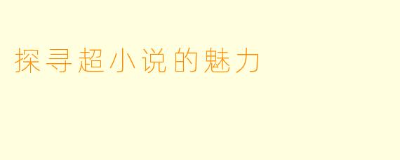 探寻超小说的魅力