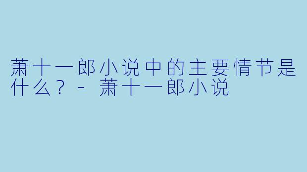 萧十一郎小说中的主要情节是什么？