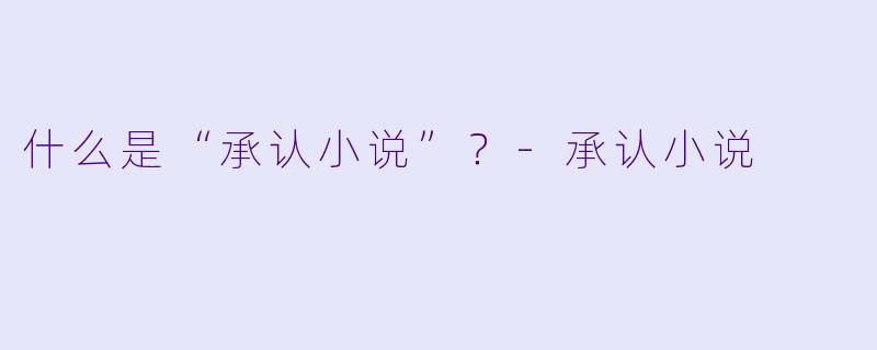 什么是“承认小说”？