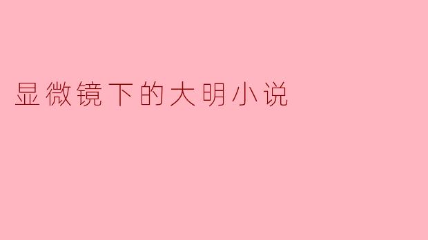 显微镜下的大明小说