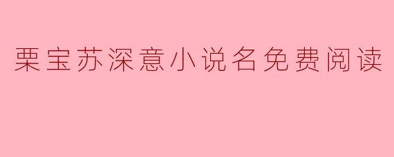 栗宝苏深意小说名免费阅读