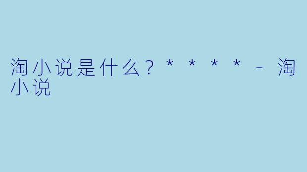淘小说是什么？****