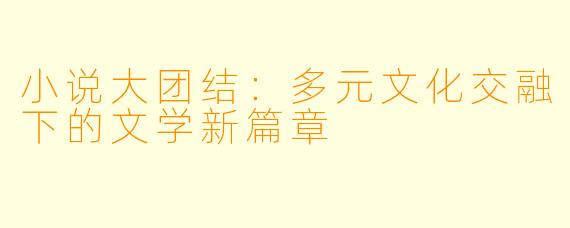 小说大团结：多元文化交融下的文学新篇章