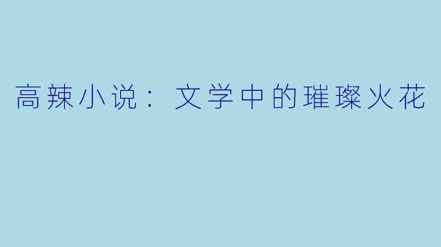 高辣小说：文学中的璀璨火花