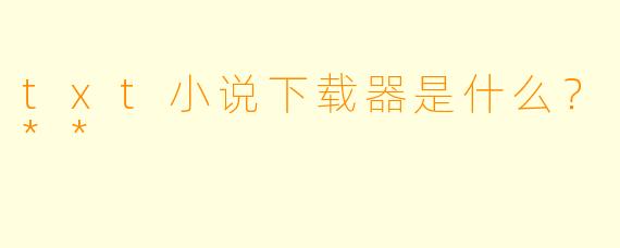 txt小说下载器是什么?**