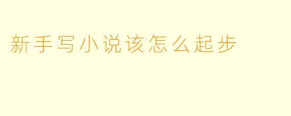 新手写小说该怎么起步