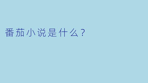 番茄小说是什么？