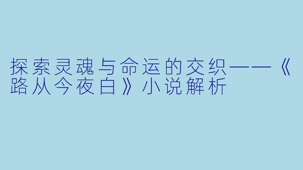 探索灵魂与命运的交织——《路从今夜白》小说解析