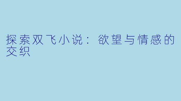 探索双飞小说：欲望与情感的交织