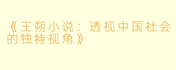 《王朔小说：透视中国社会的独特视角》