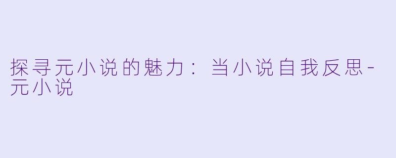 探寻元小说的魅力：当小说自我反思-元小说