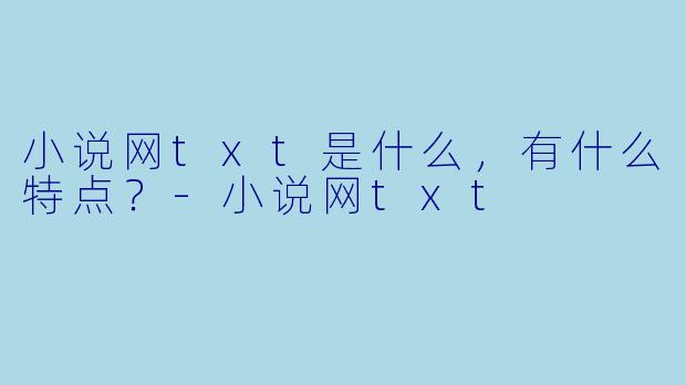 小说网txt是什么,有什么特点?