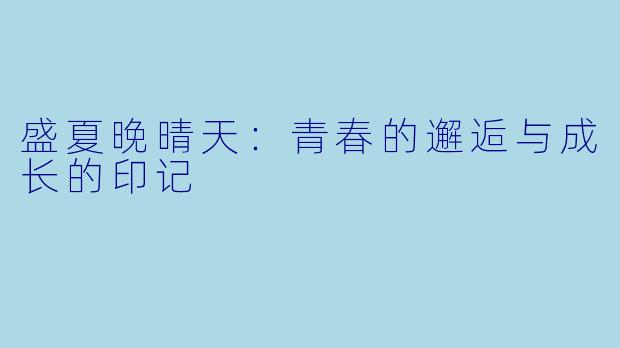 盛夏晚晴天：青春的邂逅与成长的印记