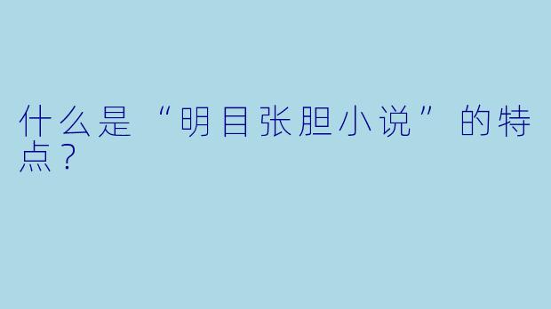 什么是“明目张胆小说”的特点？