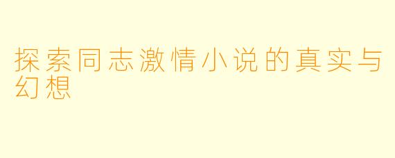 探索同志激情小说的真实与幻想