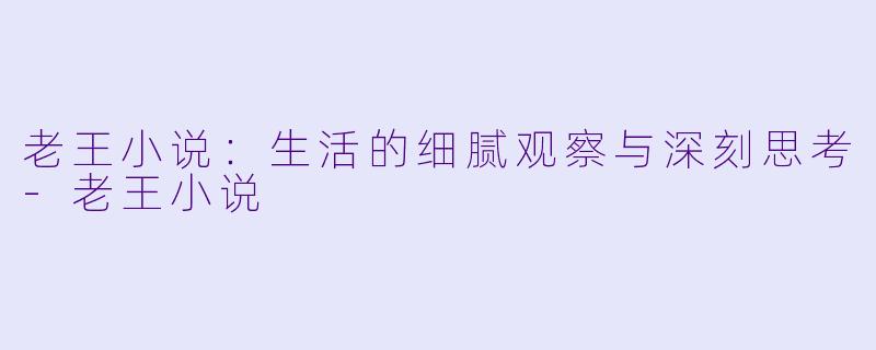 老王小说：生活的细腻观察与深刻思考-老王小说