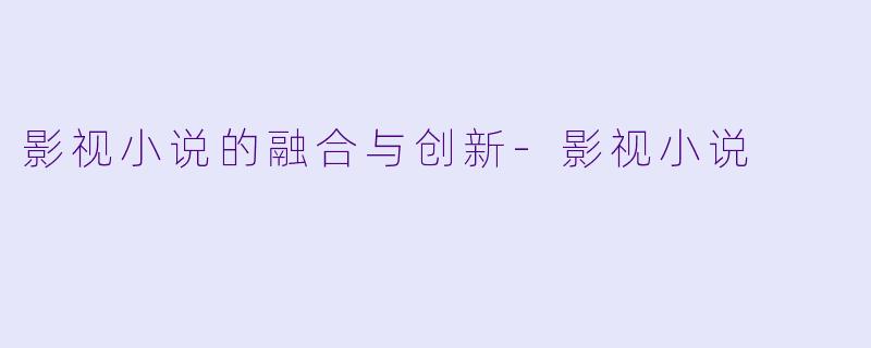 影视小说的融合与创新-影视小说