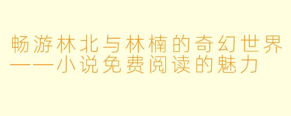 畅游林北与林楠的奇幻世界——小说免费阅读的魅力