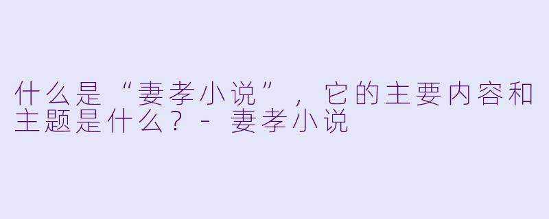 什么是“妻孝小说”,它的主要内容和主题是什么?