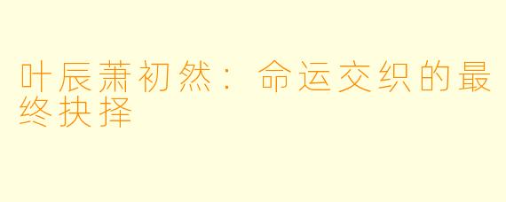 叶辰萧初然:命运交织的最终抉择