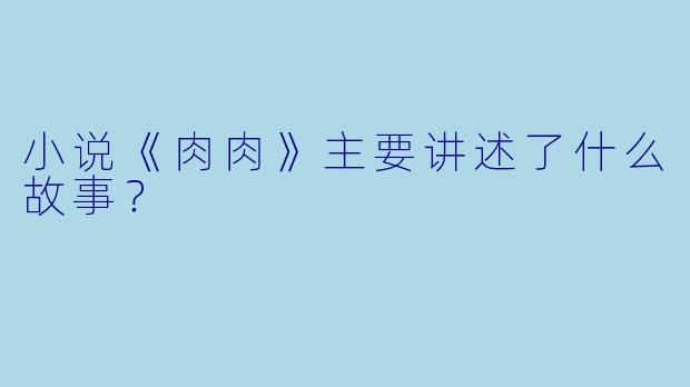 小说《肉肉》主要讲述了什么故事？