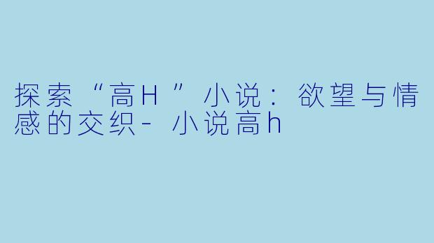 探索“高H”小说：欲望与情感的交织-小说高h