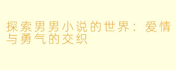 探索男男小说的世界：爱情与勇气的交织