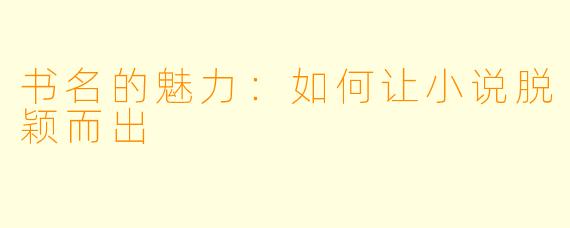 书名的魅力：如何让小说脱颖而出