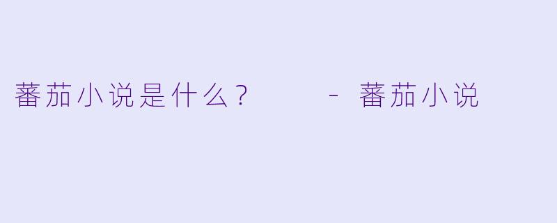 蕃茄小说是什么？  