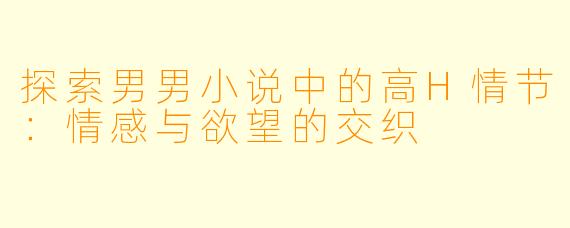 探索男男小说中的高H情节:情感与欲望的交织