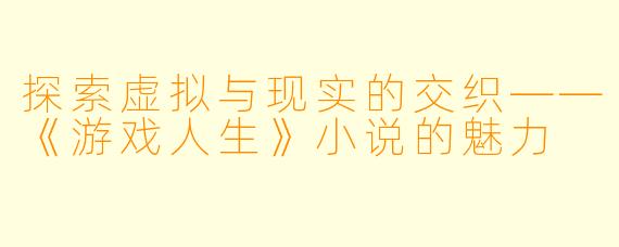 探索虚拟与现实的交织——《游戏人生》小说的魅力