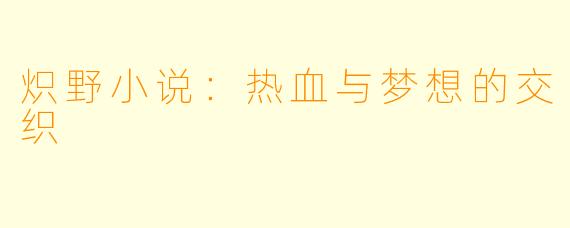 炽野小说：热血与梦想的交织
