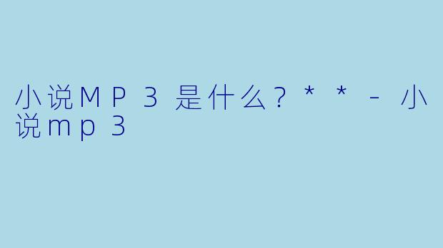 小说MP3是什么？**