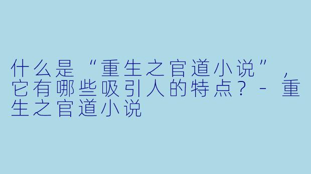 什么是“重生之官道小说”,它有哪些吸引人的特点?