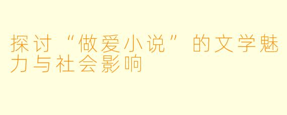探讨“做爱小说”的文学魅力与社会影响