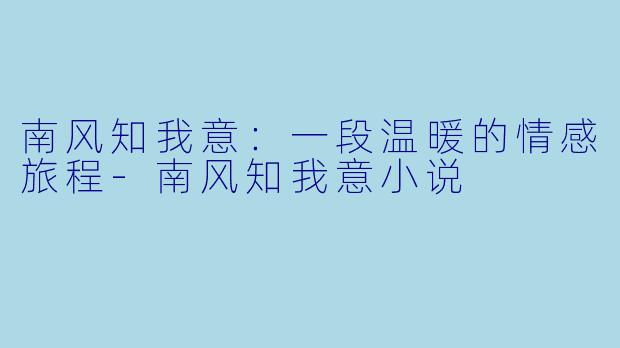 南风知我意：一段温暖的情感旅程-南风知我意小说