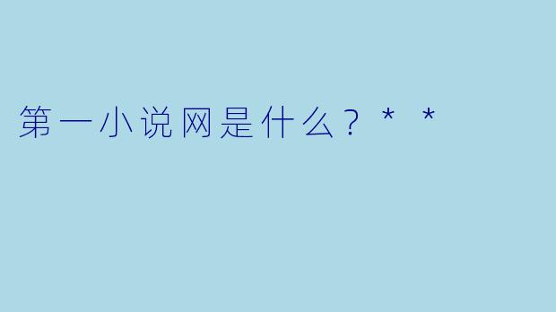 第一小说网是什么？**