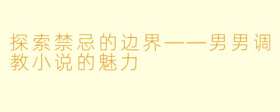 探索禁忌的边界——男男调教小说的魅力