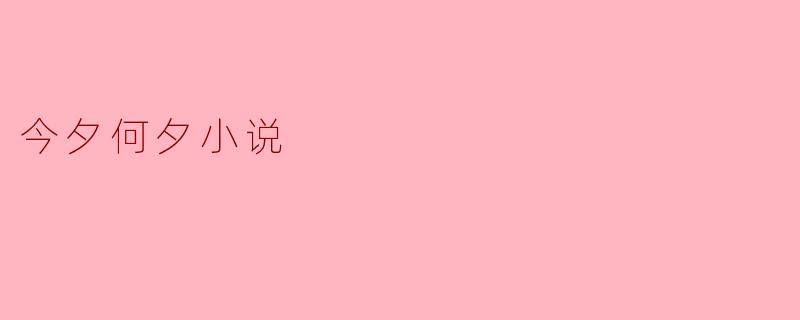 今夕何夕小说