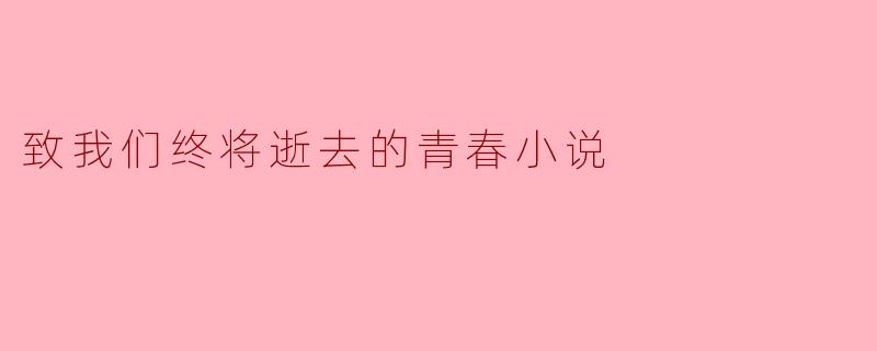 致我们终将逝去的青春小说