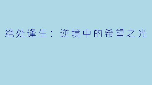 绝处逢生：逆境中的希望之光