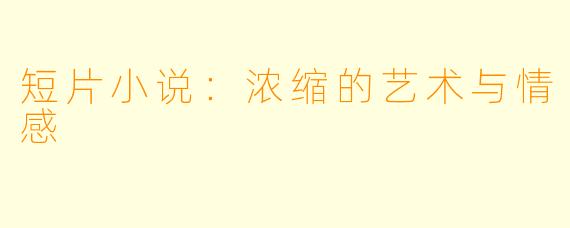 短片小说：浓缩的艺术与情感