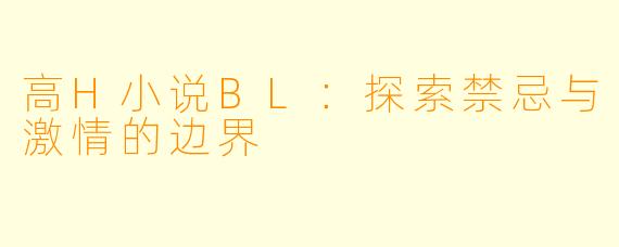 高H小说BL：探索禁忌与激情的边界