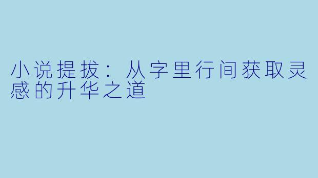 小说提拔：从字里行间获取灵感的升华之道